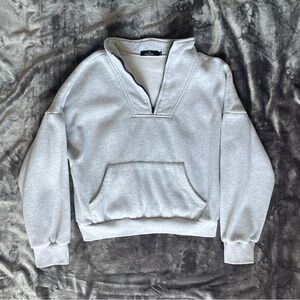 Trendy Queen Half Zip Pullover Sweatshirt with Pocket